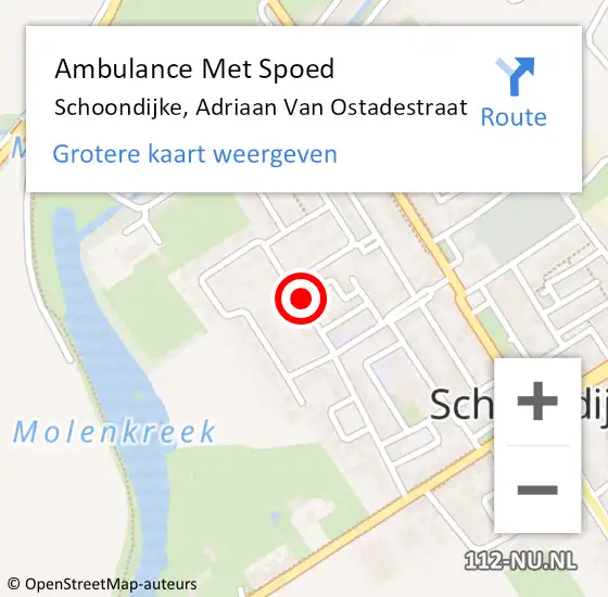 Locatie op kaart van de 112 melding: Ambulance Met Spoed Naar Schoondijke, Adriaan Van Ostadestraat op 27 juni 2015 10:05