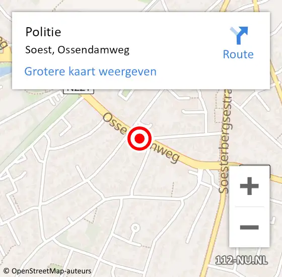 Locatie op kaart van de 112 melding: Politie Soest, Ossendamweg op 27 juni 2015 12:54