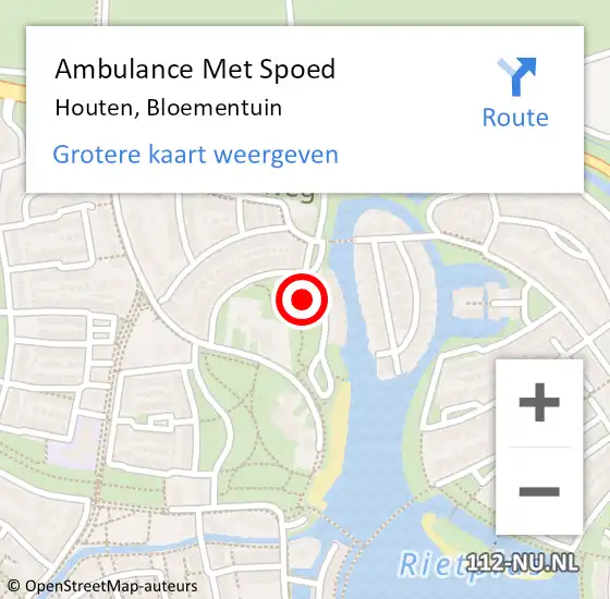 Locatie op kaart van de 112 melding: Ambulance Met Spoed Naar Houten, Bloementuin op 27 juni 2015 12:56