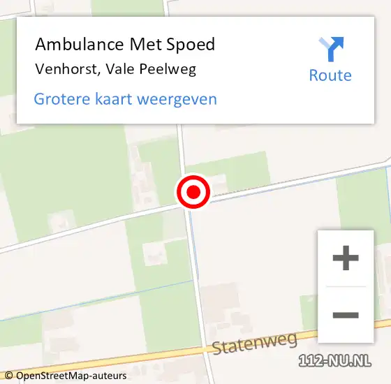 Locatie op kaart van de 112 melding: Ambulance Met Spoed Naar Venhorst, Vale Peelweg op 27 juni 2015 13:19