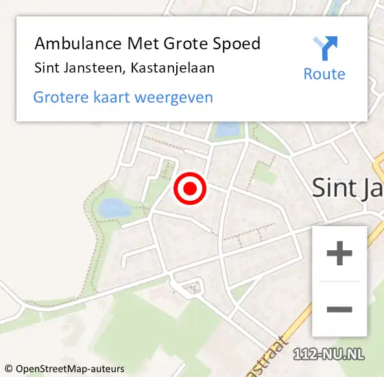 Locatie op kaart van de 112 melding: Ambulance Met Grote Spoed Naar Sint Jansteen, Kastanjelaan op 27 juni 2015 13:40