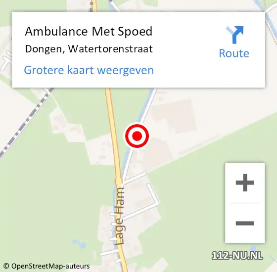 Locatie op kaart van de 112 melding: Ambulance Met Spoed Naar Dongen, Watertorenstraat op 27 juni 2015 13:50