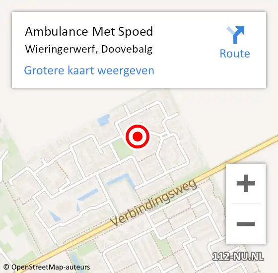 Locatie op kaart van de 112 melding: Ambulance Met Spoed Naar Wieringerwerf, Doovebalg op 27 juni 2015 13:55