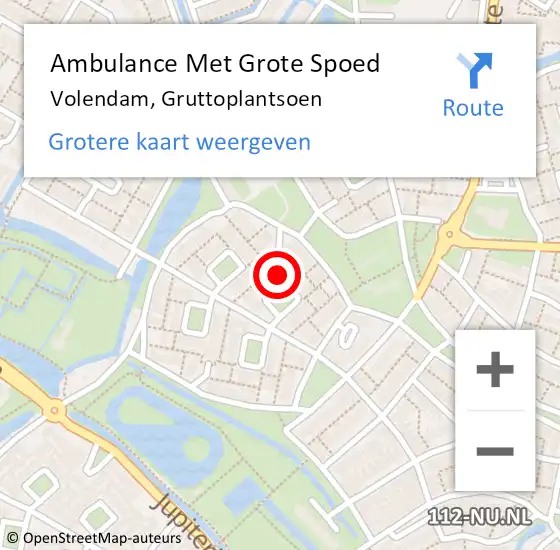 Locatie op kaart van de 112 melding: Ambulance Met Grote Spoed Naar Volendam, Gruttoplantsoen op 27 juni 2015 14:40