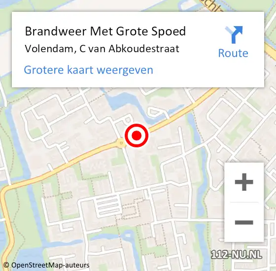 Locatie op kaart van de 112 melding: Brandweer Met Grote Spoed Naar Volendam, C van Abkoudestraat op 27 juni 2015 14:53