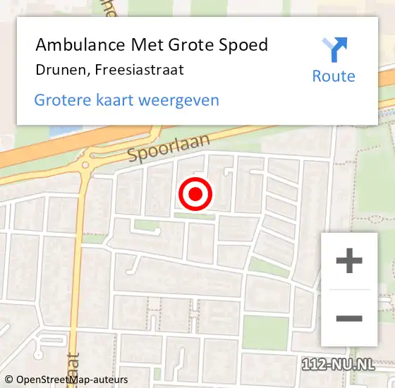 Locatie op kaart van de 112 melding: Ambulance Met Grote Spoed Naar Drunen, Freesiastraat op 27 juni 2015 15:19