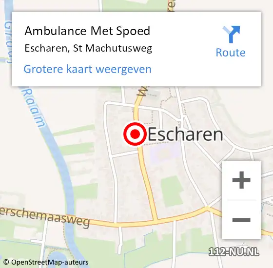 Locatie op kaart van de 112 melding: Ambulance Met Spoed Naar Escharen, St Machutusweg op 27 juni 2015 15:45