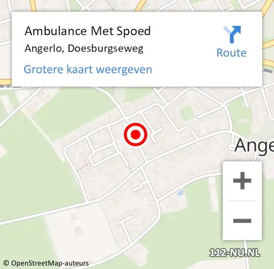 Locatie op kaart van de 112 melding: Ambulance Met Spoed Naar Angerlo, Doesburgseweg op 27 juni 2015 15:59