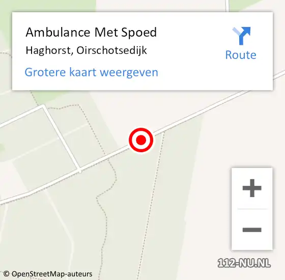 Locatie op kaart van de 112 melding: Ambulance Met Spoed Naar Haghorst, Oirschotsedijk op 27 juni 2015 16:07