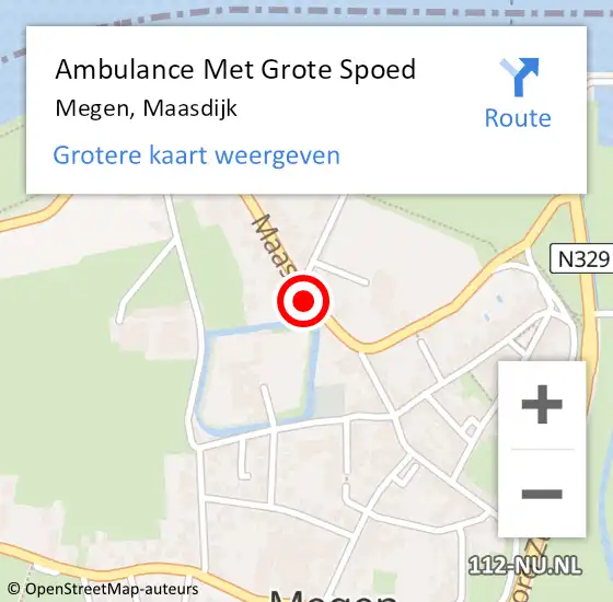 Locatie op kaart van de 112 melding: Ambulance Met Grote Spoed Naar Megen, Maasdijk op 27 juni 2015 16:14