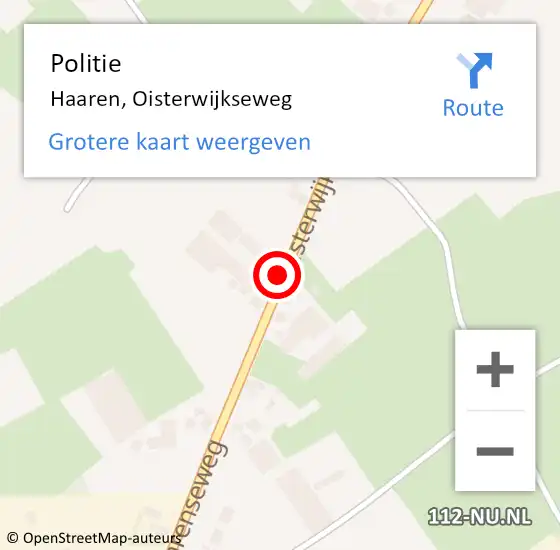 Locatie op kaart van de 112 melding: Politie Haaren, Oisterwijkseweg op 27 juni 2015 16:47