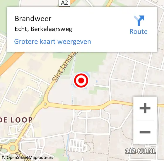 Locatie op kaart van de 112 melding: Brandweer Echt, Berkelaarsweg op 27 juni 2015 17:33