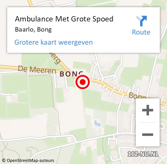 Locatie op kaart van de 112 melding: Ambulance Met Grote Spoed Naar Baarlo, Bong op 27 juni 2015 17:35