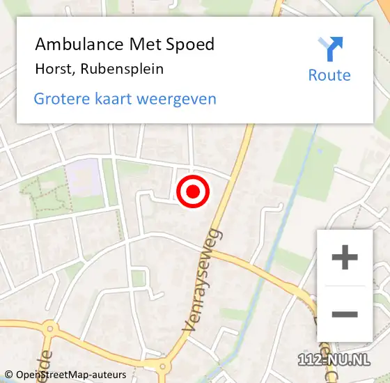 Locatie op kaart van de 112 melding: Ambulance Met Spoed Naar Horst, Rubensplein op 27 juni 2015 19:02