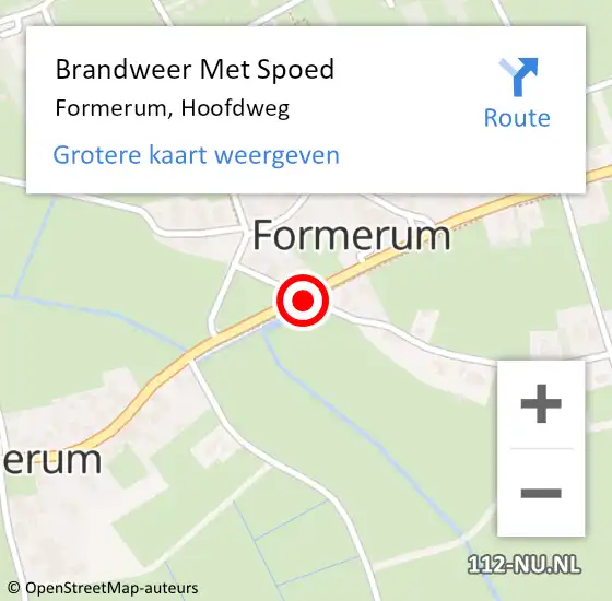 Locatie op kaart van de 112 melding: Brandweer Met Spoed Naar Formerum, Hoofdweg op 27 juni 2015 19:17