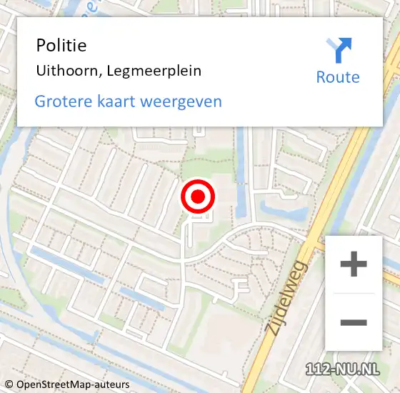 Locatie op kaart van de 112 melding: Politie Uithoorn, Legmeerplein op 27 juni 2015 19:52