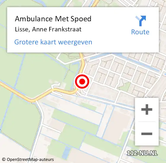 Locatie op kaart van de 112 melding: Ambulance Met Spoed Naar Lisse, Anne Frankstraat op 27 juni 2015 20:47