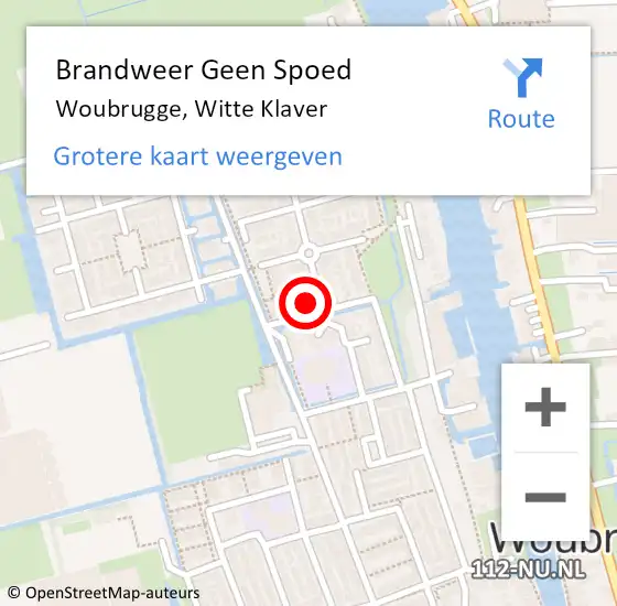 Locatie op kaart van de 112 melding: Brandweer Geen Spoed Naar Woubrugge, Witte Klaver op 27 juni 2015 21:47