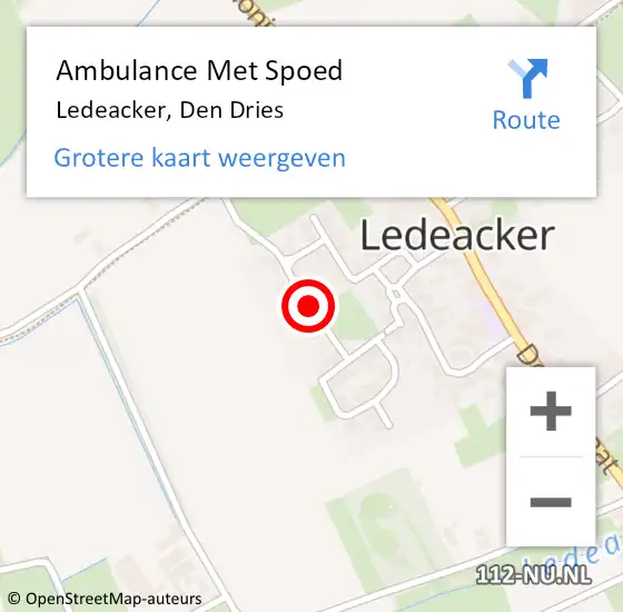 Locatie op kaart van de 112 melding: Ambulance Met Spoed Naar Ledeacker, Den Dries op 27 juni 2015 22:04