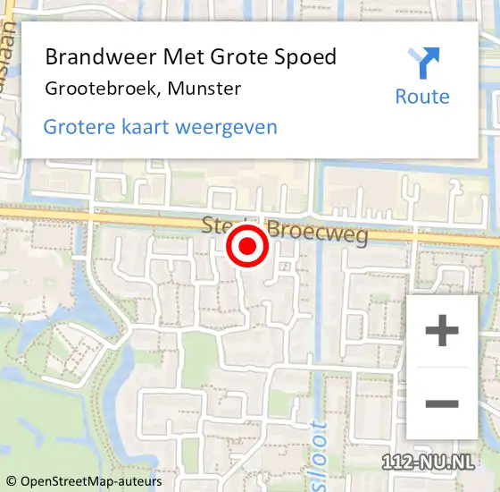 Locatie op kaart van de 112 melding: Brandweer Met Grote Spoed Naar Grootebroek, Munster op 27 juni 2015 22:31