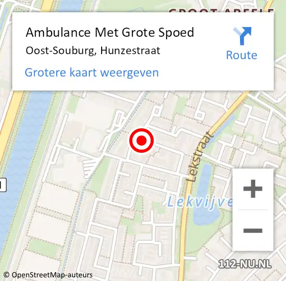 Locatie op kaart van de 112 melding: Ambulance Met Grote Spoed Naar Oost-Souburg, Hunzestraat op 27 juni 2015 23:23