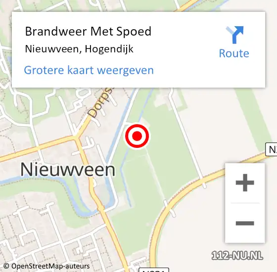 Locatie op kaart van de 112 melding: Brandweer Met Spoed Naar Nieuwveen, Hogendijk op 27 juni 2015 23:39