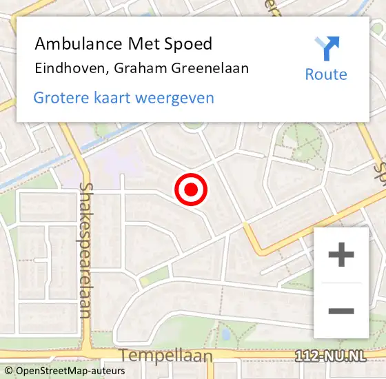 Locatie op kaart van de 112 melding: Ambulance Met Spoed Naar Eindhoven, Graham Greenelaan op 28 juni 2015 00:21