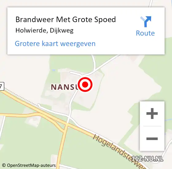 Locatie op kaart van de 112 melding: Brandweer Met Grote Spoed Naar Holwierde, Dijkweg op 28 juni 2015 01:21