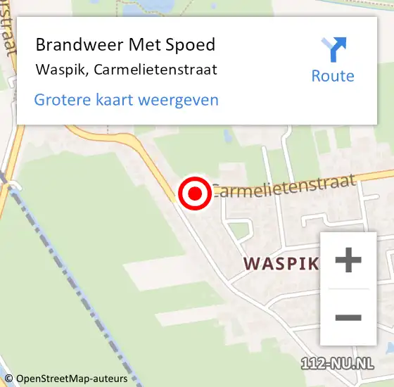 Locatie op kaart van de 112 melding: Brandweer Met Spoed Naar Waspik, Carmelietenstraat op 28 juni 2015 01:49