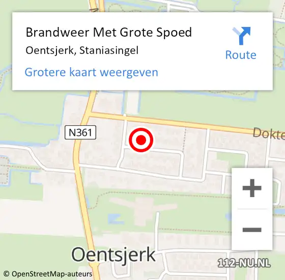 Locatie op kaart van de 112 melding: Brandweer Met Grote Spoed Naar Oentsjerk, Staniasingel op 28 juni 2015 03:47