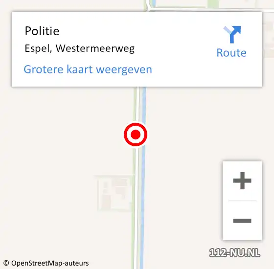 Locatie op kaart van de 112 melding: Politie Espel, Westermeerweg op 28 juni 2015 05:29