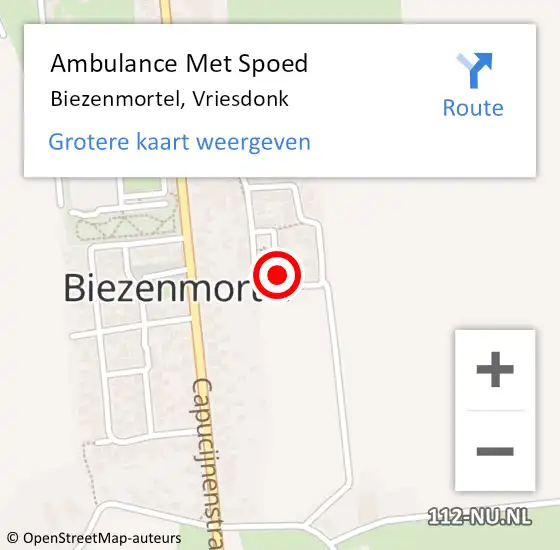 Locatie op kaart van de 112 melding: Ambulance Met Spoed Naar Biezenmortel, Vriesdonk op 28 juni 2015 05:34