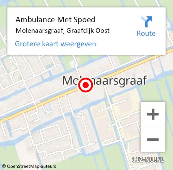 Locatie op kaart van de 112 melding: Ambulance Met Spoed Naar Molenaarsgraaf, Graafdijk Oost op 28 juni 2015 09:16