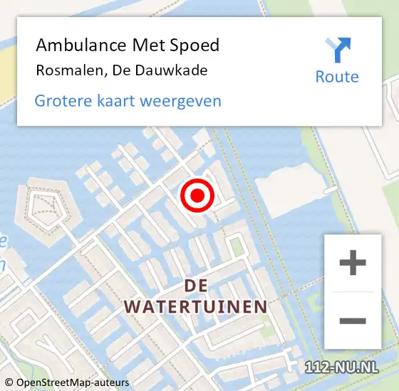 Locatie op kaart van de 112 melding: Ambulance Met Spoed Naar Rosmalen, De Dauwkade op 28 juni 2015 09:20