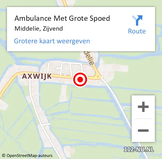 Locatie op kaart van de 112 melding: Ambulance Met Grote Spoed Naar Middelie, Zijvend op 28 juni 2015 10:20