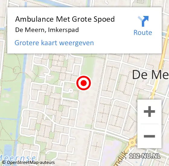 Locatie op kaart van de 112 melding: Ambulance Met Grote Spoed Naar De Meern, Imkerspad op 12 november 2013 12:00