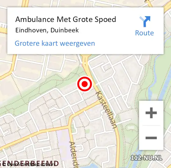 Locatie op kaart van de 112 melding: Ambulance Met Grote Spoed Naar Eindhoven, Duinbeek op 28 juni 2015 11:08