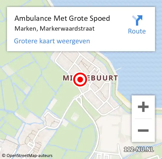 Locatie op kaart van de 112 melding: Ambulance Met Grote Spoed Naar Marken, Markerwaardstraat op 28 juni 2015 11:32