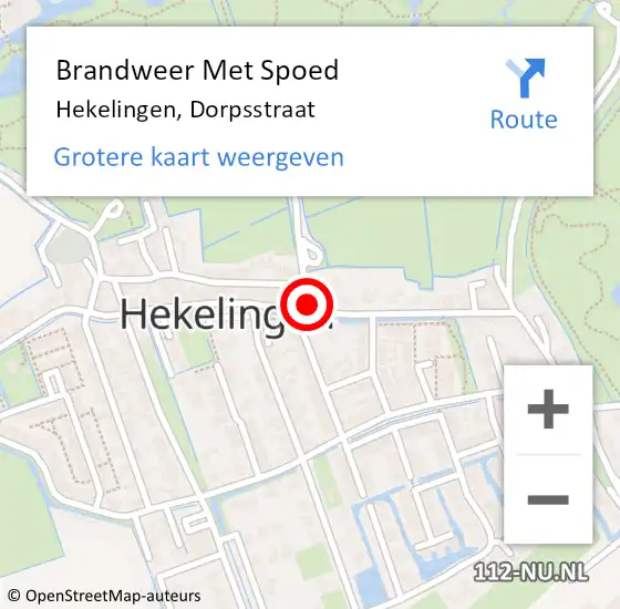 Locatie op kaart van de 112 melding: Brandweer Met Spoed Naar Hekelingen, Dorpsstraat op 28 juni 2015 11:58