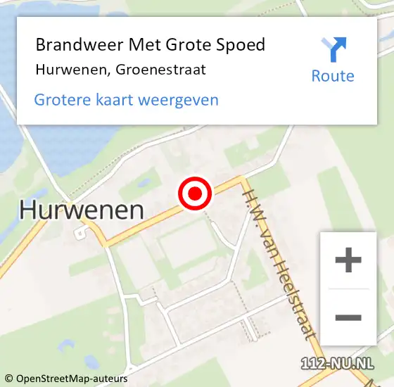 Locatie op kaart van de 112 melding: Brandweer Met Grote Spoed Naar Hurwenen, Groenestraat op 28 juni 2015 12:00