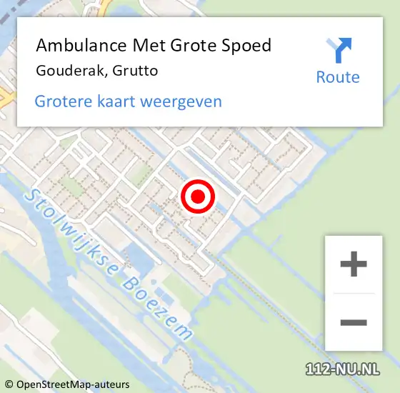 Locatie op kaart van de 112 melding: Ambulance Met Grote Spoed Naar Gouderak, Grutto op 28 juni 2015 12:03