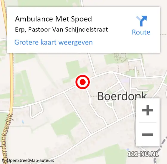 Locatie op kaart van de 112 melding: Ambulance Met Spoed Naar Erp, Pastoor Van Schijndelstraat op 28 juni 2015 12:37