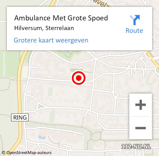 Locatie op kaart van de 112 melding: Ambulance Met Grote Spoed Naar Hilversum, Sterrelaan op 28 juni 2015 13:57