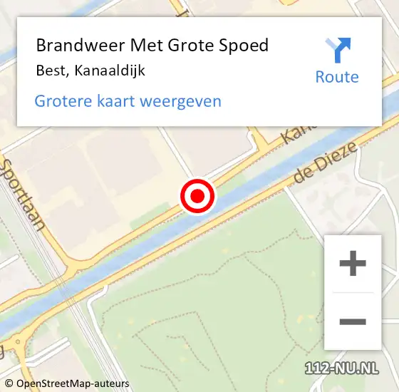 Locatie op kaart van de 112 melding: Brandweer Met Grote Spoed Naar Best, Kanaaldijk op 28 juni 2015 14:34