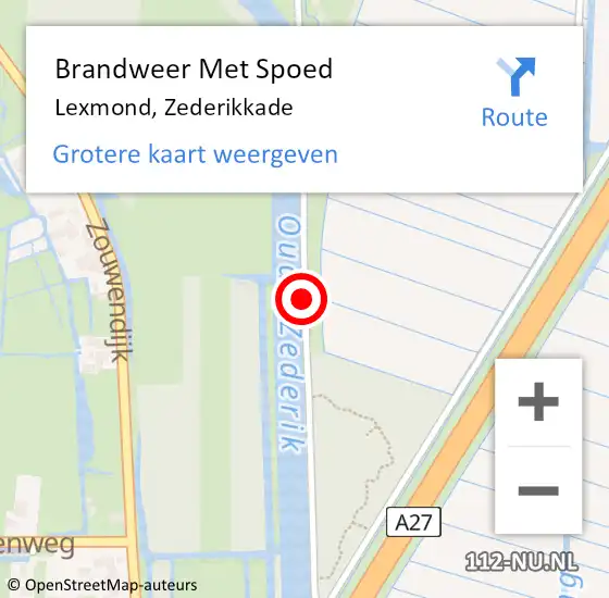 Locatie op kaart van de 112 melding: Brandweer Met Spoed Naar Lexmond, Zederikkade op 28 juni 2015 14:42