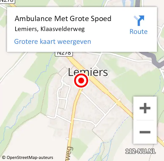 Locatie op kaart van de 112 melding: Ambulance Met Grote Spoed Naar Lemiers, Klaasvelderweg op 12 september 2013 15:28