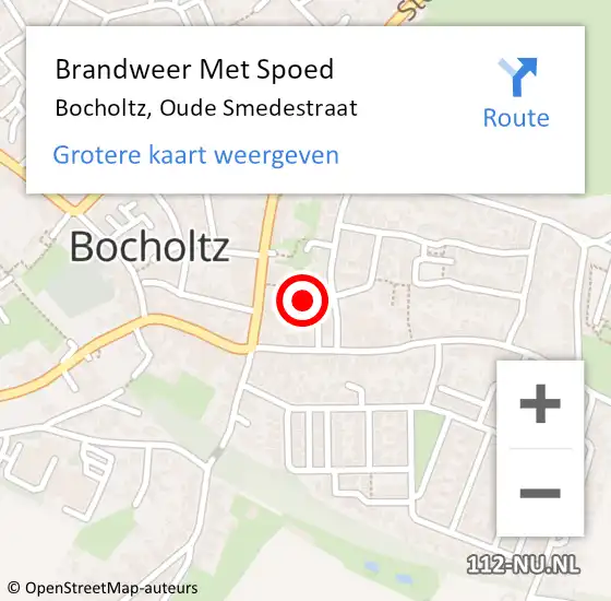 Locatie op kaart van de 112 melding: Brandweer Met Spoed Naar Bocholtz, Oude Smedestraat op 28 juni 2015 15:41