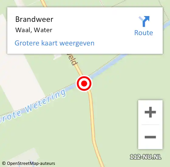 Locatie op kaart van de 112 melding: Brandweer Waal, Water op 28 juni 2015 15:51