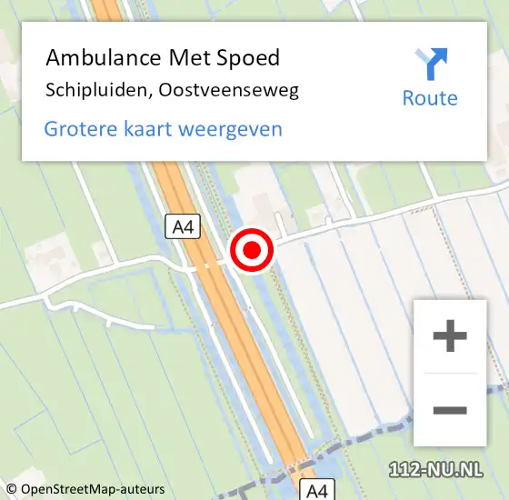 Locatie op kaart van de 112 melding: Ambulance Met Spoed Naar Schipluiden, Oostveenseweg op 28 juni 2015 16:25