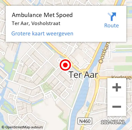 Locatie op kaart van de 112 melding: Ambulance Met Spoed Naar Ter Aar, Vosholstraat op 28 juni 2015 16:55